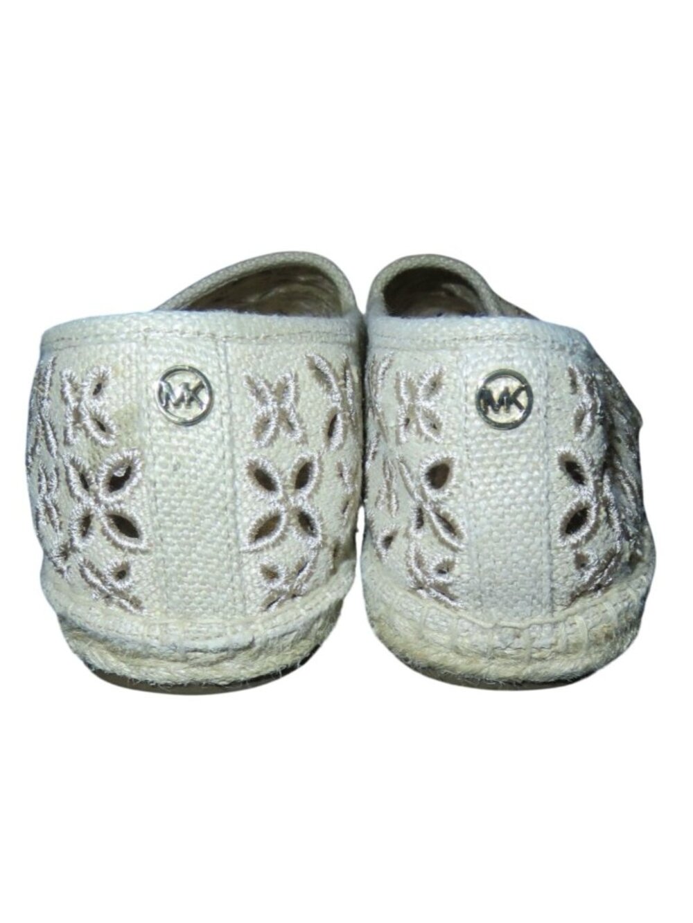 Michael Kors Darci Floral Laser Cut cutout Natural Cream Fabric Espadrille Flats - Picture 3 of 10